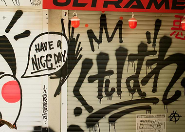 Urban Graffiti Art on Metal Shutter