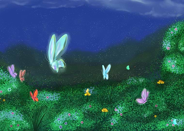 Butterfly Meadow at Night