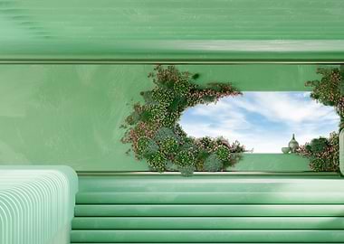 Mint Green Room with Floral Window