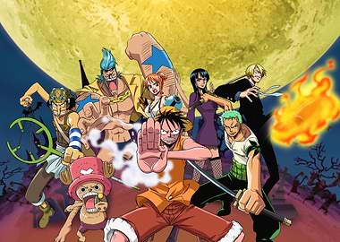Thriller Bark Straw hat Crew with the Moon