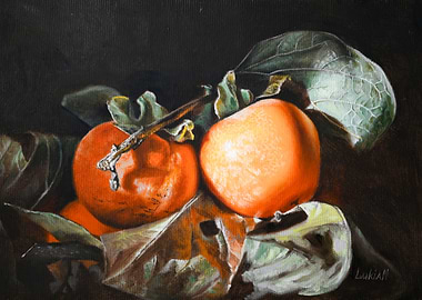 Persimmon Still Life Painting