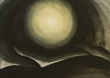 Abstract Moonlit Landscape Painting