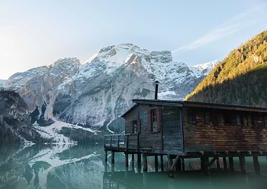 Mountain Lake Cabin Landscape