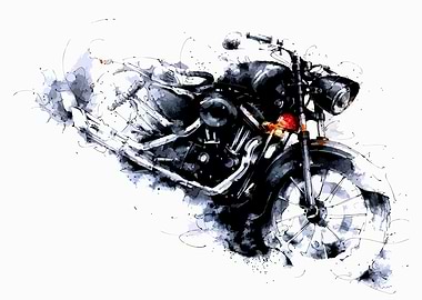 Watercolor Motorcycle Illustration