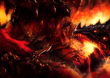 Fiery Dragon Battle Scene