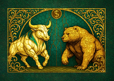 Bull and Bear Stock Market Illustration