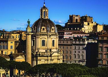 Rome cityscape with Trajan's Column