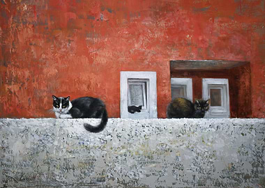 Cats on a Wall Painting