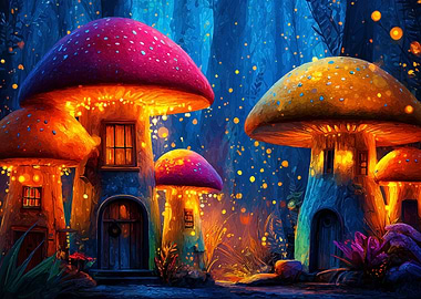 Mushroom Houses in Enchanted Forest