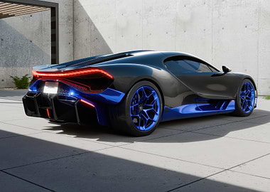 Sleek Black and Blue Sports Car
