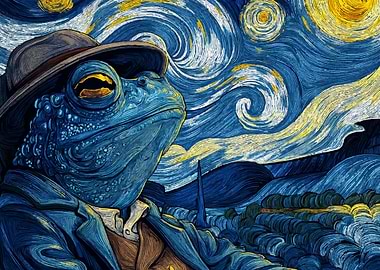 Frog in Starry Night Style