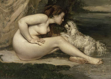 Nude Woman with Dog Painting
