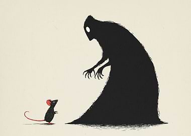 Mouse and Shadow Monster Illustration
