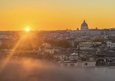 Rome cityscape at sunset