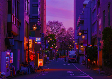 Neon Tokyo Street at Dusk