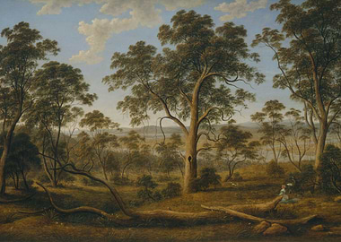 Australian Landscape Painting with Trees