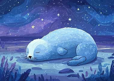 Sleeping Seal Starry Night