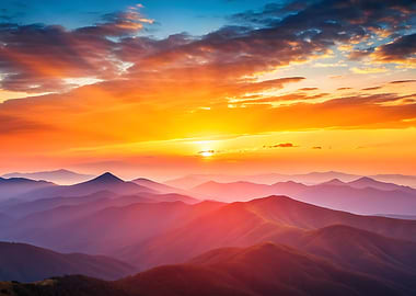 Mountain Range at Sunset