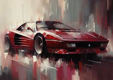 Red Ferrari Testarossa Painting