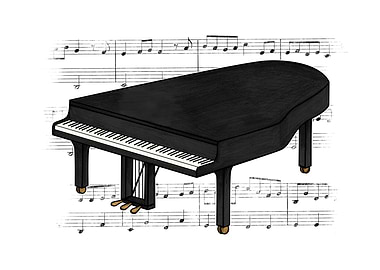 Grand Piano Music Notation, Pianist Musician