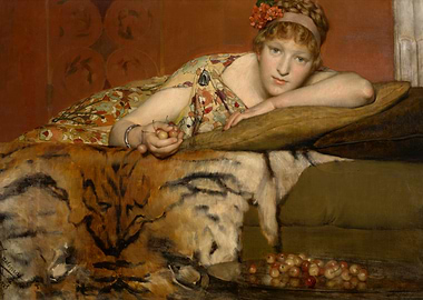 Young Woman with Cherries Painting