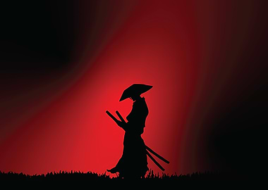 Silhouette of a Ronin Samurai Warrior