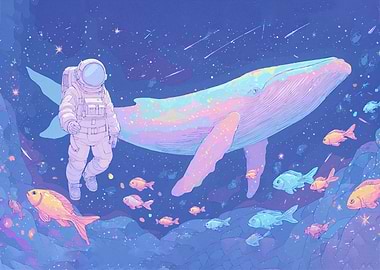Astronaut Whale Fish Space