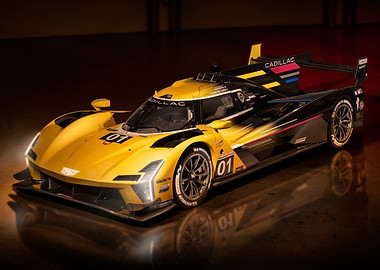 Yellow and Black Cadillac Racing Car