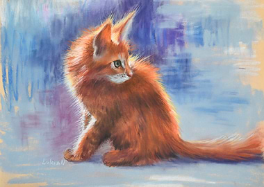 Ginger Kitten Pastel Painting