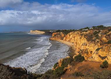 Coastline Of Algarve Region In Portugal
