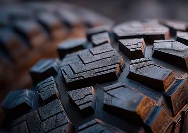 Close-up of a tire tread pattern