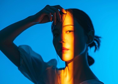 Woman Portrait with Blue and Orange Lighting