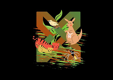 Cartoon Animals with Abstract Background