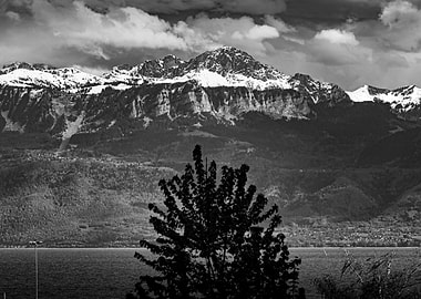 Black and White Mountain of the Alps Landscape