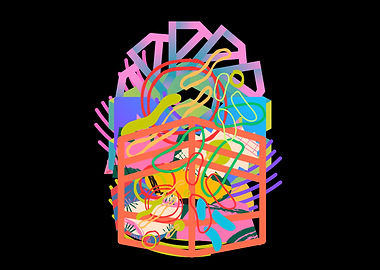 Colorful Abstract Composition on Black