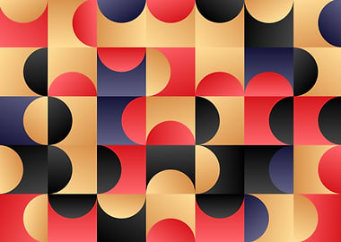 Geometric Pattern with Circles and Squares