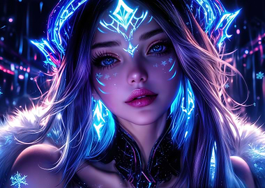 Neon Winter Queen Portrait