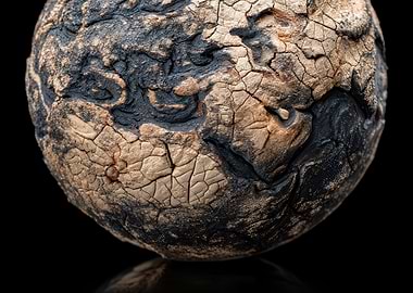 Cracked Earth Sphere on Black
