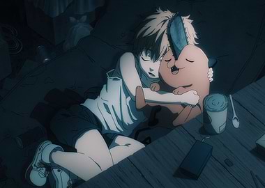 EP10 Denji sleeping with Pochita