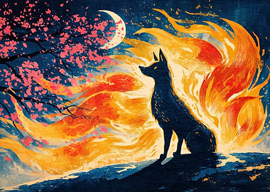 Nine-tailed Fox Crescent Moon