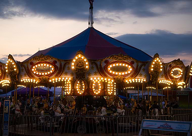 Illuminated Carousel at Dusk