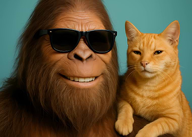 Bigfoot and Cat Portrait