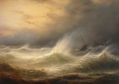 Ship in Stormy Seas Art