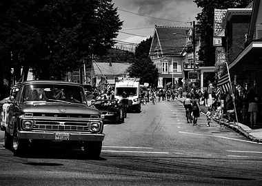 Black and White Parade Scene