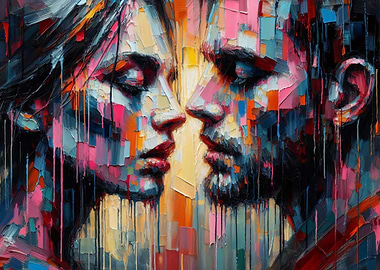 A Kiss and Love - Abstract Couple Portrait