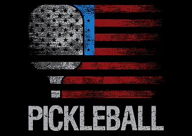 Pickleball American Flag Distressed Design