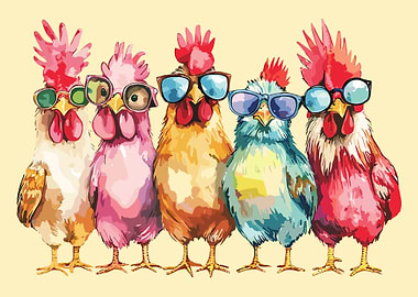 Cool Chickens with Sunglasses