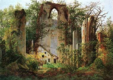 Monastery Ruins Painting, caspar david friedrich artwork