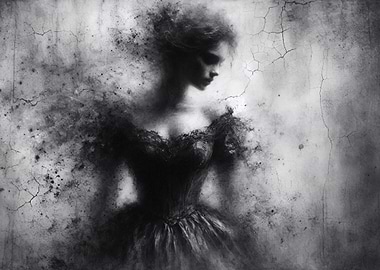 Lonely Ethereal Woman in Dress