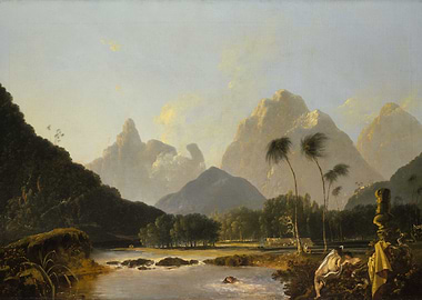 Tropical Landscape Painting with Mountains